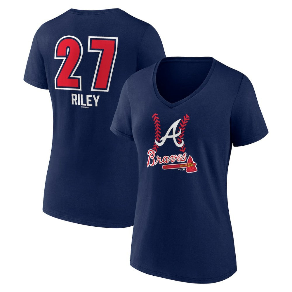 Austin Riley Atlanta Braves Women's Fastball Player Name & Number V-Neck T-Shirt Online