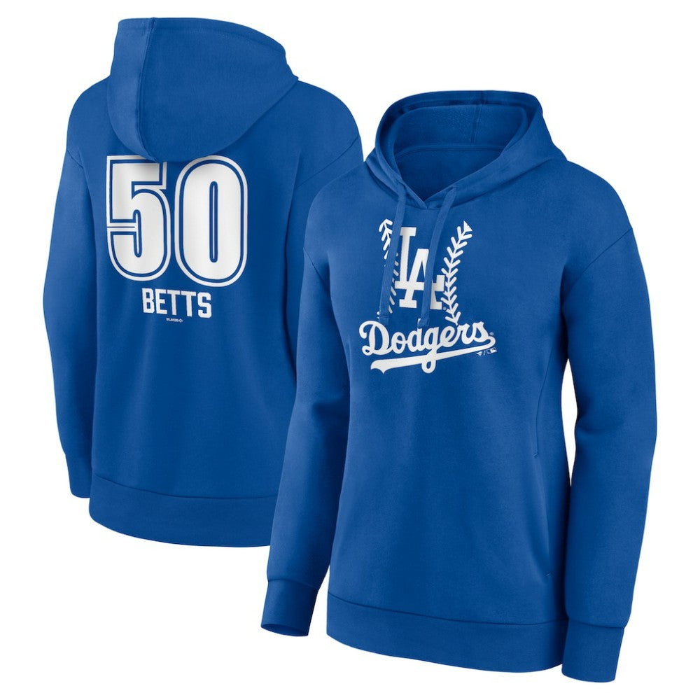 Mookie Betts Los Angeles Dodgers Women's Fastball Player Name & Number Pullover Hoodie Outlet