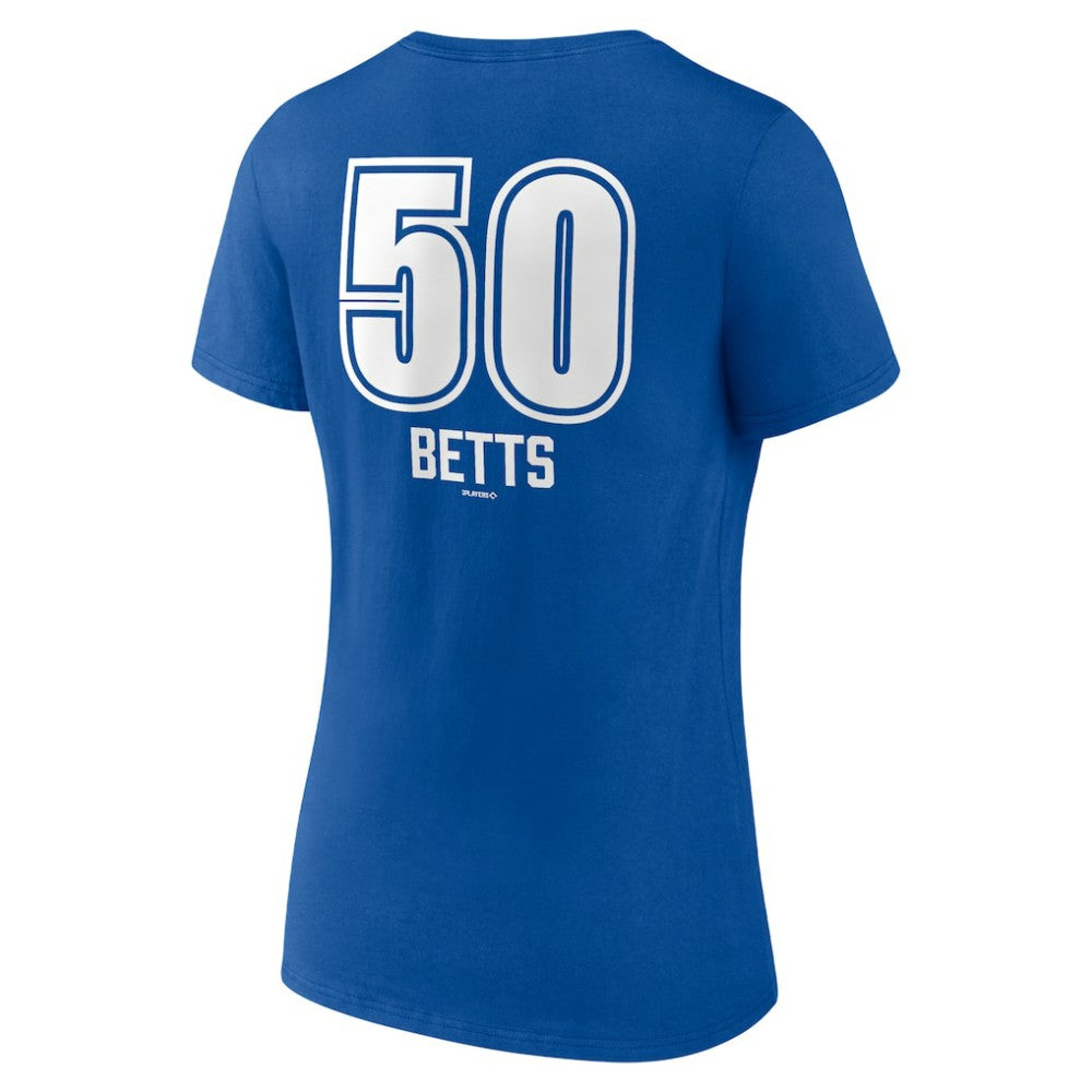 Mookie Betts Los Angeles Dodgers Women's Fastball Player Name & Number V-Neck T-Shirt Sale