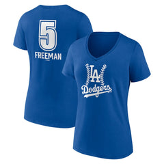 Freddie Freeman Los Angeles Dodgers Women's Fastball Player Name & Number V-Neck T-Shirt Discount