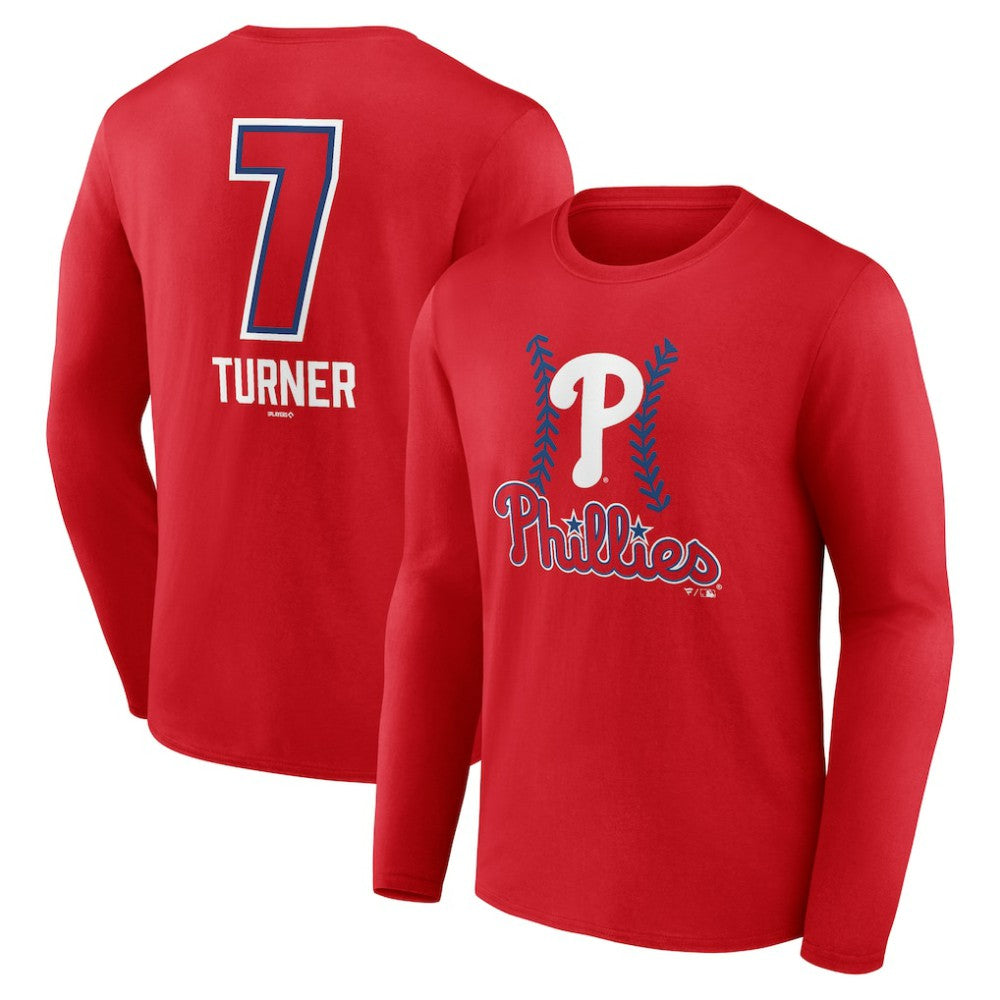 Trea Turner Philadelphia Phillies Fastball Player Name & Number Long Sleeve T-Shirt Discount