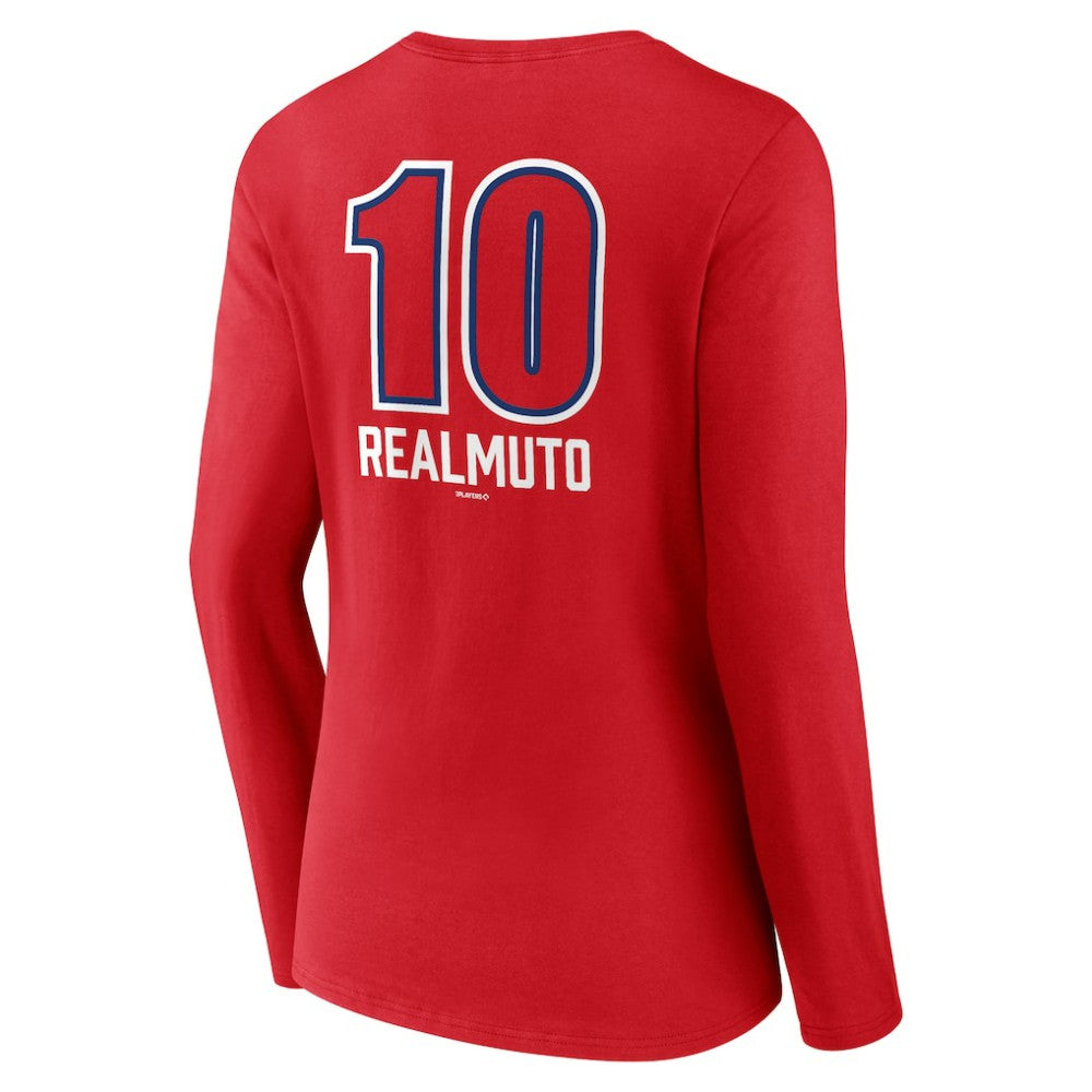 J.T. Realmuto Philadelphia Phillies Women's Fastball Player Name & Number Long Sleeve V-Neck T-Shirt Sale