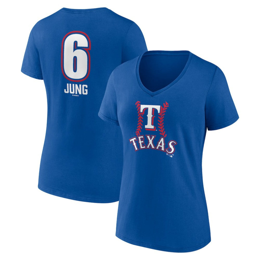 Josh Jung Texas Rangers Women's Fastball Player Name & Number V-Neck T-Shirt Outlet