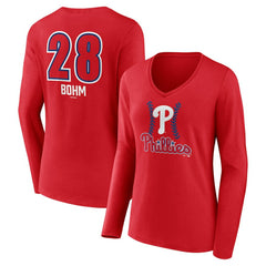 Alec Bohm Philadelphia Phillies Women's Fastball Player Name & Number Long Sleeve V-Neck T-Shirt Online