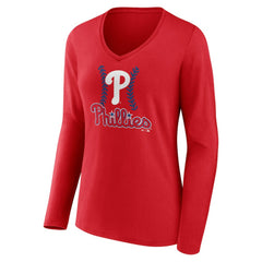 Alec Bohm Philadelphia Phillies Women's Fastball Player Name & Number Long Sleeve V-Neck T-Shirt Online