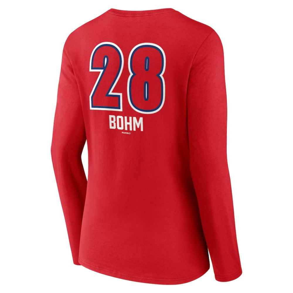 Alec Bohm Philadelphia Phillies Women's Fastball Player Name & Number Long Sleeve V-Neck T-Shirt Online
