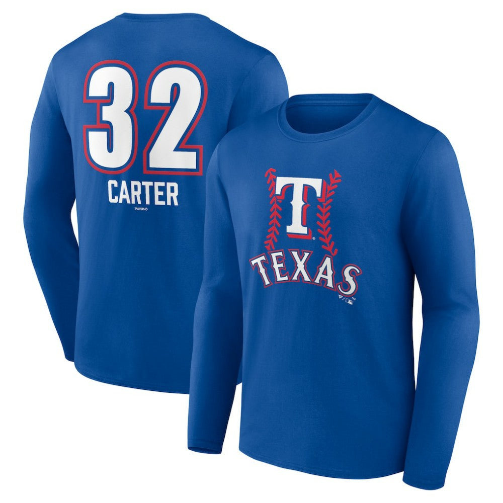 Evan Carter Texas Rangers Fastball Player Name & Number Long Sleeve T-Shirt for sale