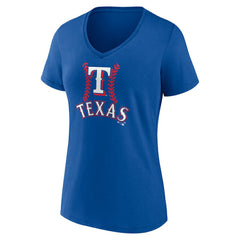 Evan Carter Texas Rangers Women's Fastball Player Name & Number V-Neck T-Shirt Sale