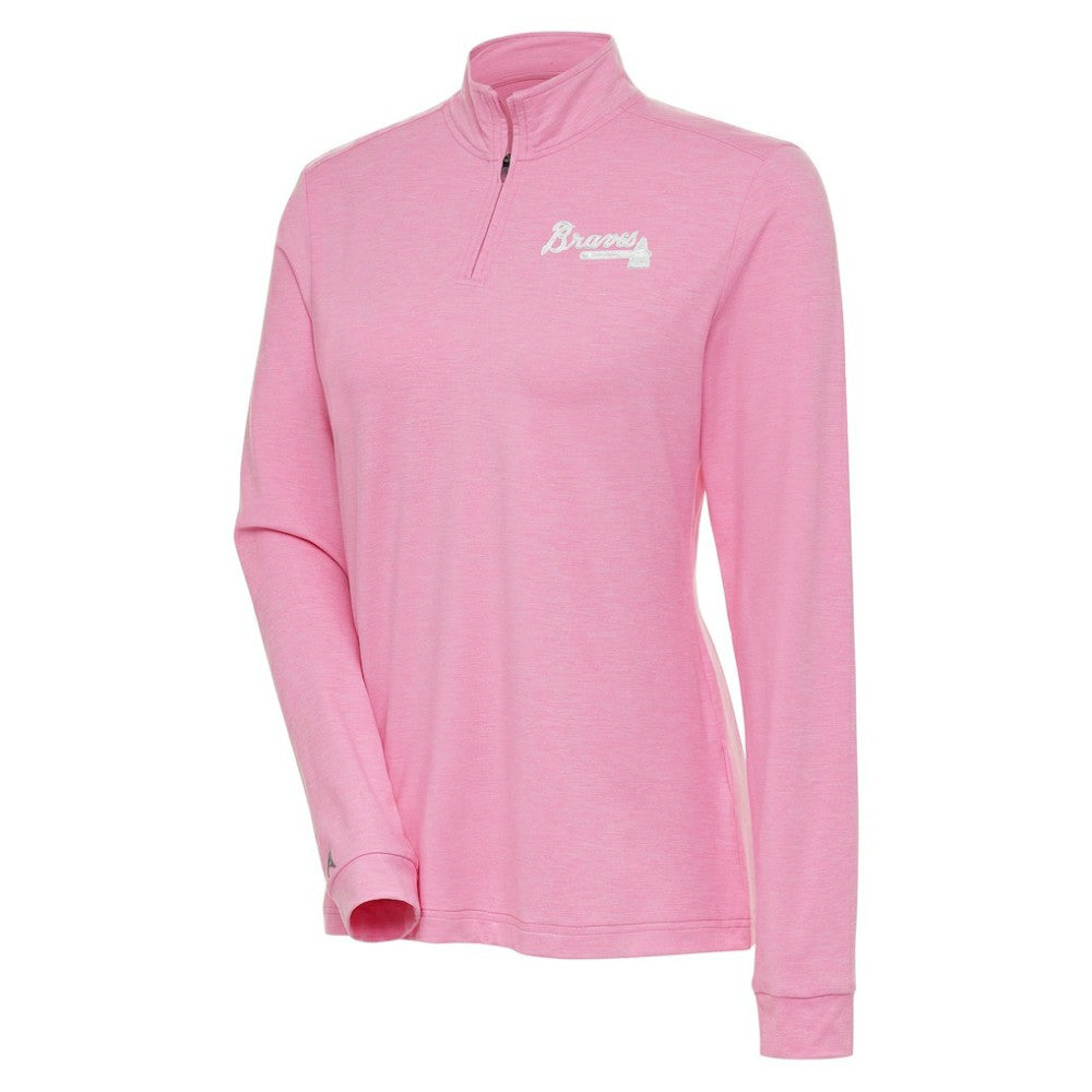 Atlanta Braves Antigua Women's Mentor Quarter-Zip Pullover Top for sale