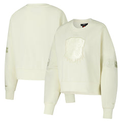 Cleveland Browns Pro Standard Triple Tonal Cropped Fleece Pullover Sweatshirt - Cream - NFL