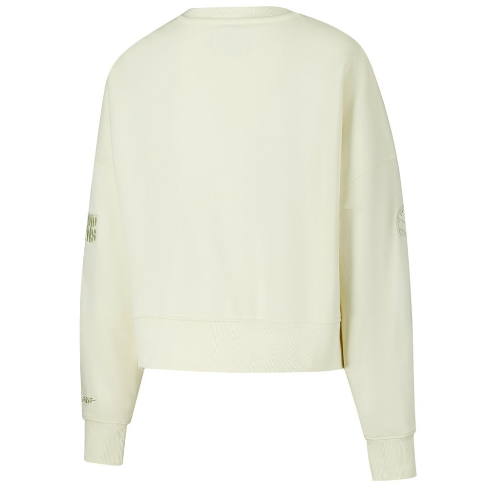 Cleveland Browns Pro Standard Triple Tonal Cropped Fleece Pullover Sweatshirt - Cream - NFL