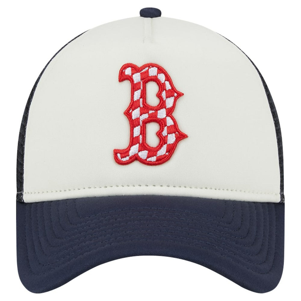 Boston Red Sox New Era Checkered Flag A-Frame Trucker 9FORTY Adjustable Hat for sale