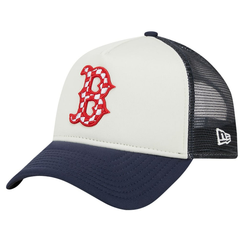 Boston Red Sox New Era Checkered Flag A-Frame Trucker 9FORTY Adjustable Hat for sale