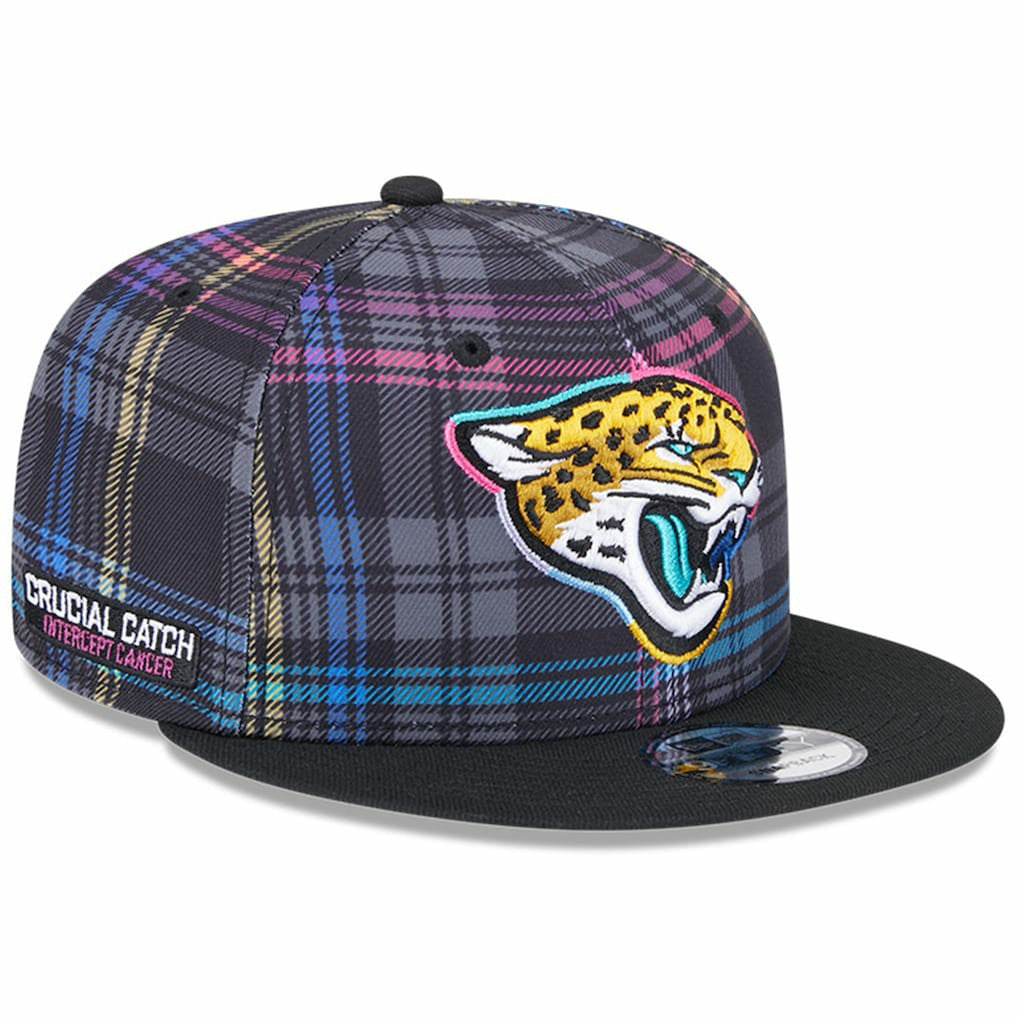 Jacksonville Jaguars New Era 2024 NFL Crucial Catch Plaid 9FIFTY Snapback Hat - Black - NFL