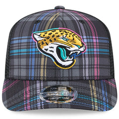 Jacksonville Jaguars New Era 2024 NFL Crucial Catch Plaid 9SEVENTY Trucker Snapback Hat - Black - NFL