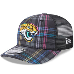 Jacksonville Jaguars New Era 2024 NFL Crucial Catch Plaid 9SEVENTY Trucker Snapback Hat - Black - NFL