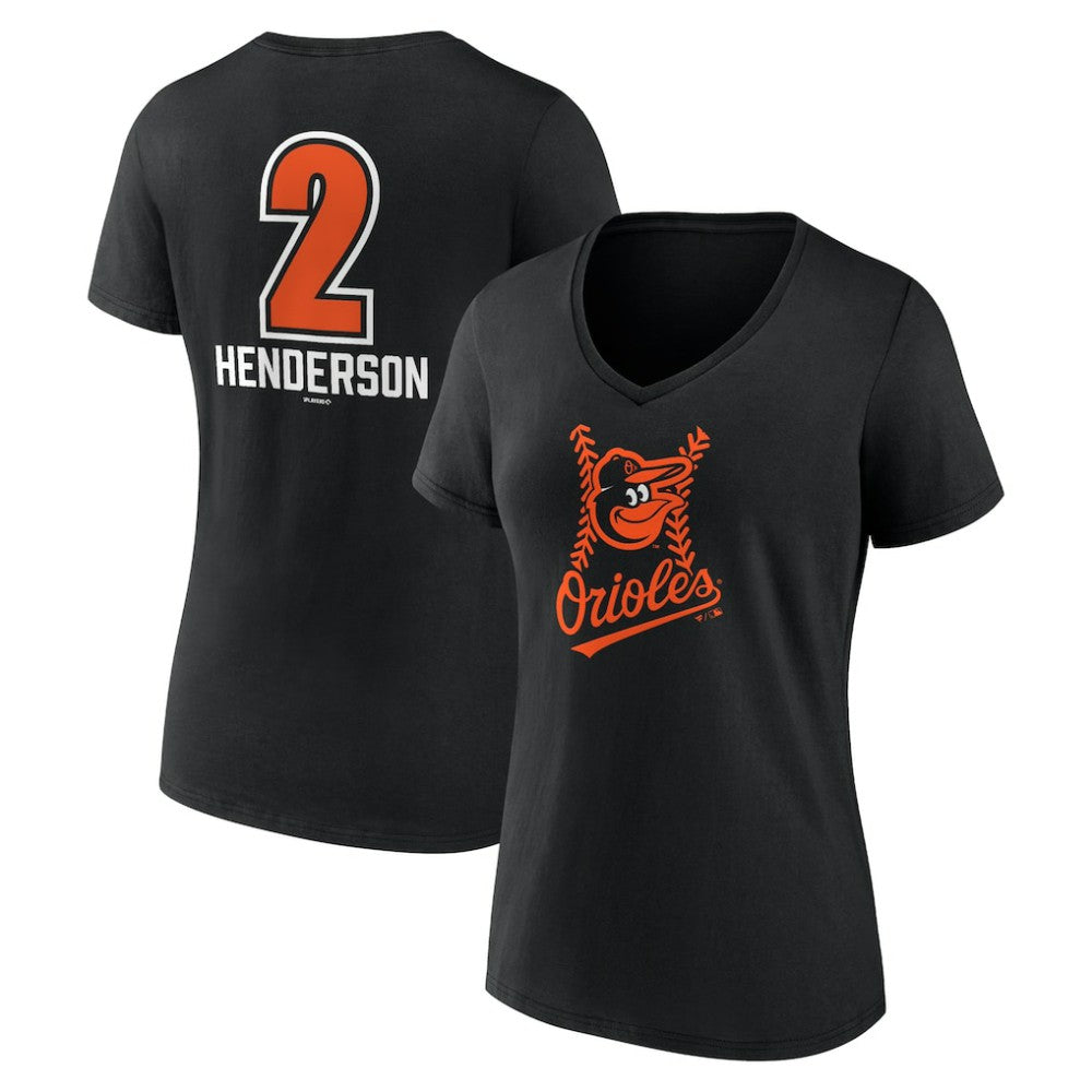 Gunnar Henderson Baltimore Orioles Women's Fastball Player Name & Number V-Neck T-Shirt for sale