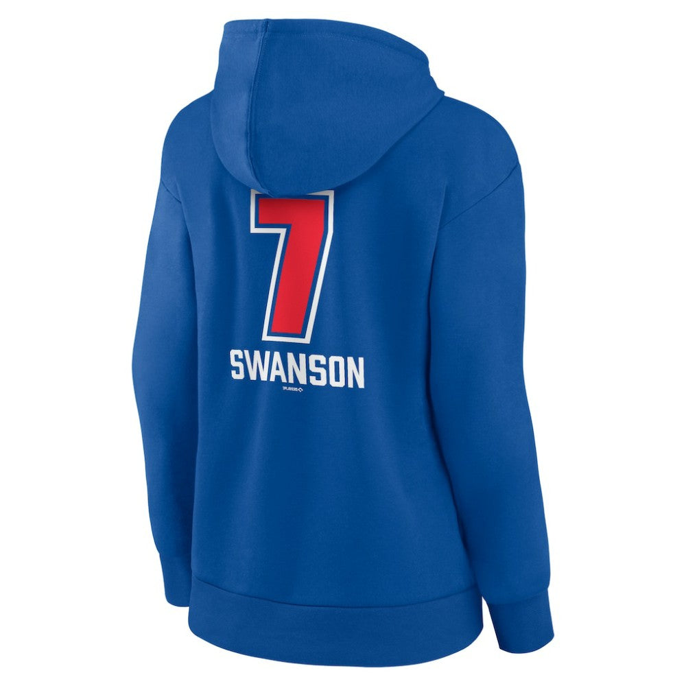 Dansby Swanson Chicago Cubs Women's Fastball Player Name & Number Pullover Hoodie Discount