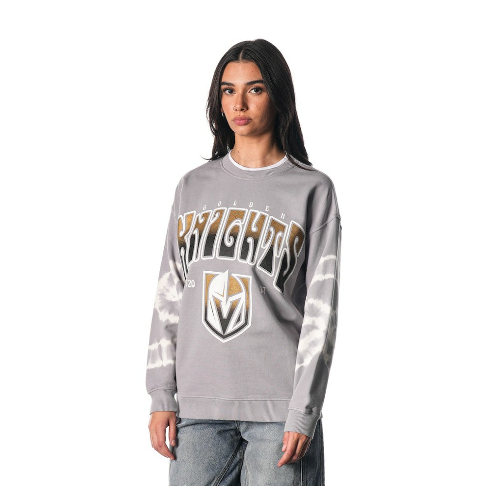 Vegas Golden Knights The Wild Collective Unisex Tie-Dye Double Collar Pullover Sweatshirt - Gray | NHL Clearance