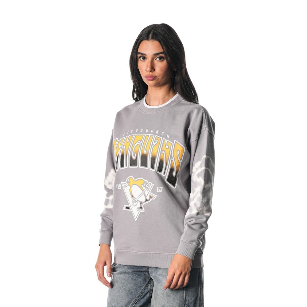 Pittsburgh Penguins The Wild Collective Unisex Tie-Dye Double Collar Pullover Sweatshirt - Gray | NHL sale