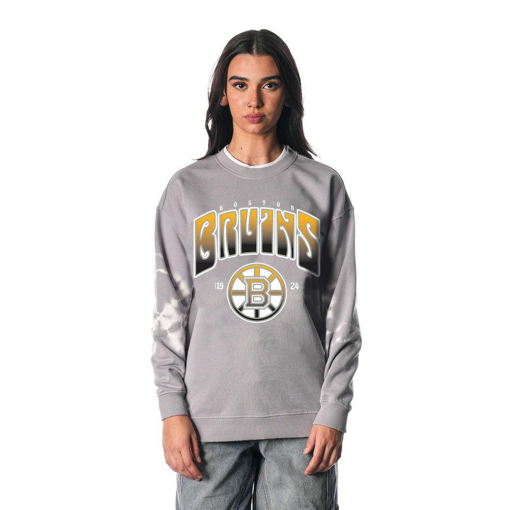 Boston Bruins The Wild Collective Unisex Tie-Dye Double Collar Pullover Sweatshirt - Gray | NHL near me