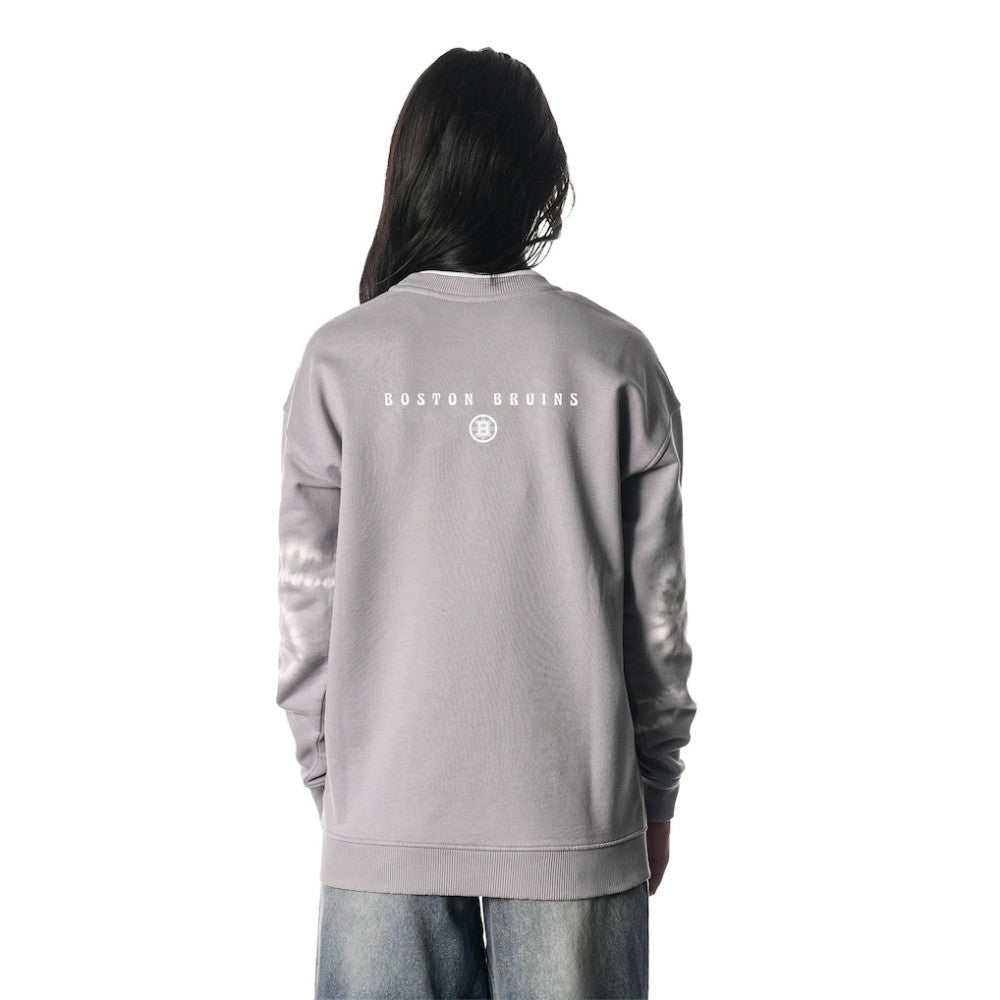Boston Bruins The Wild Collective Unisex Tie-Dye Double Collar Pullover Sweatshirt - Gray | NHL near me