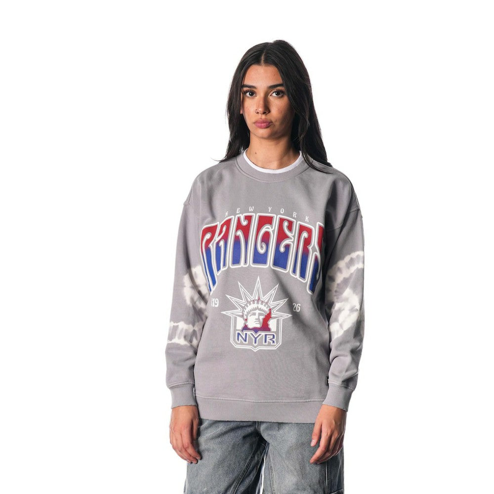New York Rangers The Wild Collective Unisex Tie-Dye Double Collar Pullover Sweatshirt - Gray | NHL on sale
