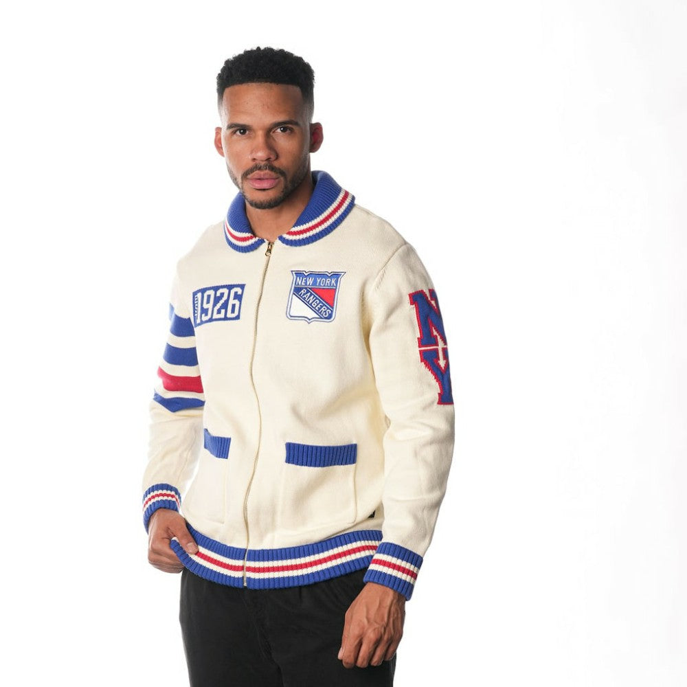 New York Rangers The Wild Collective Unisex Jacquard Full-Zip Sweater - Cream | NHL discount