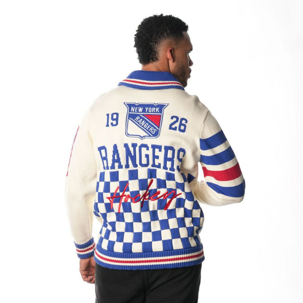 New York Rangers The Wild Collective Unisex Jacquard Full-Zip Sweater - Cream | NHL discount
