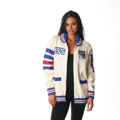 New York Rangers The Wild Collective Unisex Jacquard Full-Zip Sweater - Cream | NHL discount