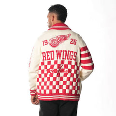 Detroit Red Wings The Wild Collective Unisex Jacquard Full-Zip Sweater - Cream | NHL Lifestyle