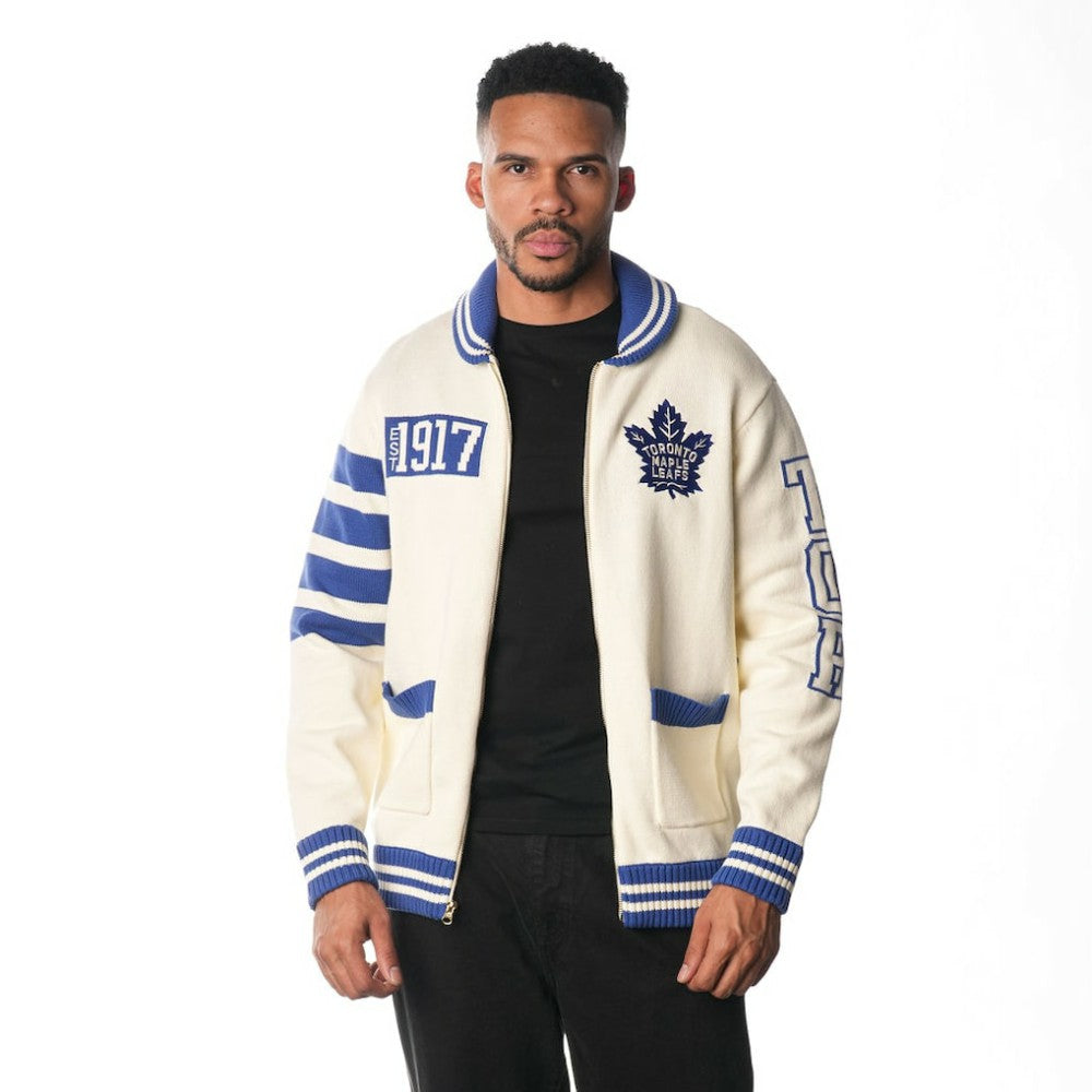 Toronto Maple Leafs The Wild Collective Unisex Jacquard Full-Zip Sweater - Cream | NHL discount