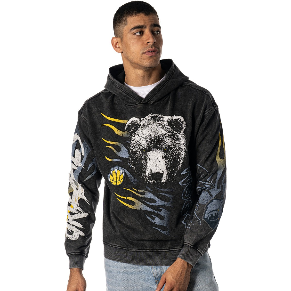 Memphis Grizzlies The Wild Collective Unisex Acid Wash Flame Pullover Hoodie Black