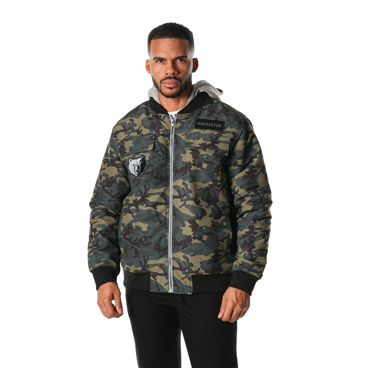 Memphis Grizzlies The Wild Collective Unisex Full-Zip Hoodie Bomber Jacket Camo