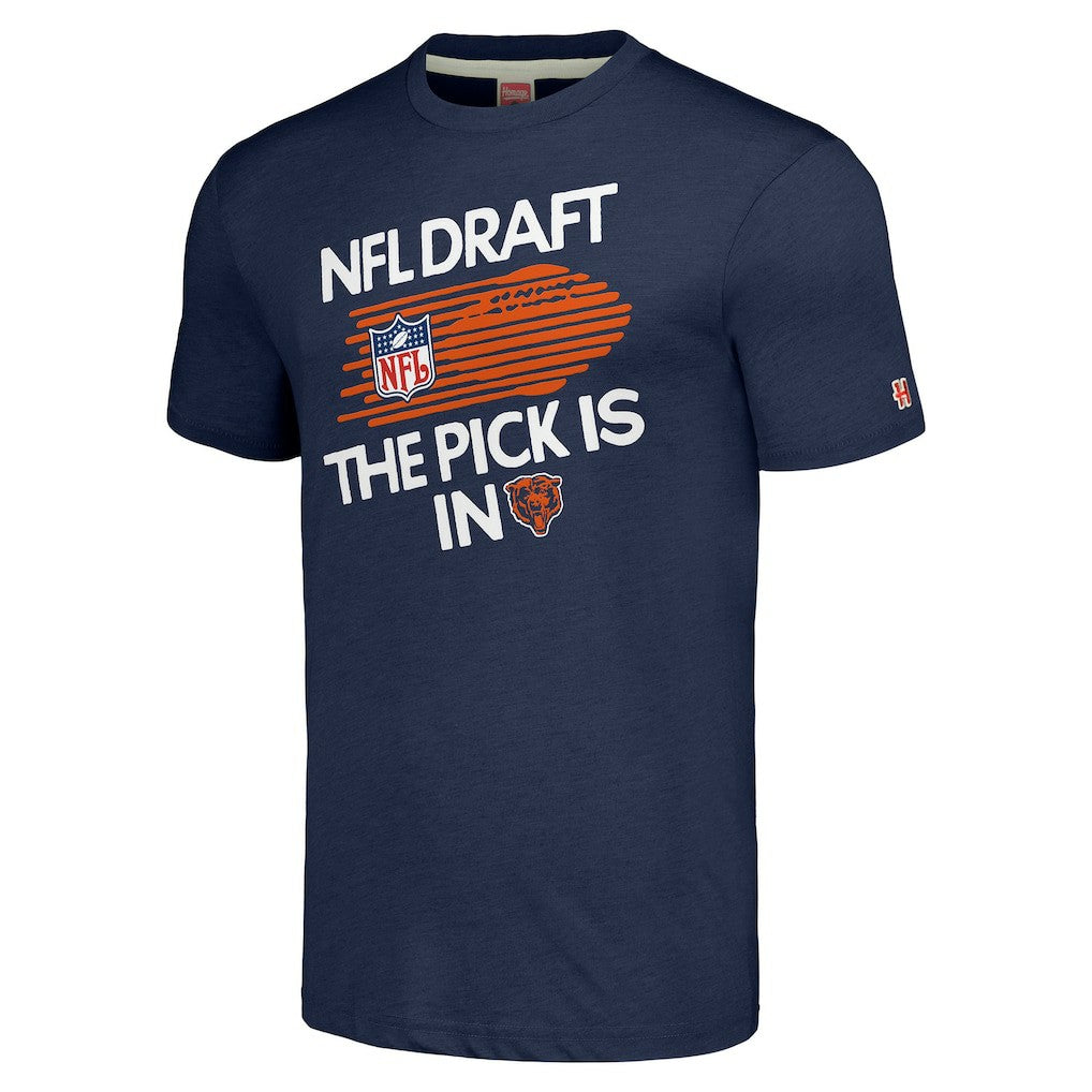 Chicago Bears Homage Unisex 2024 Team Draft Tri-Blend T-Shirt - Heather Navy - NFL