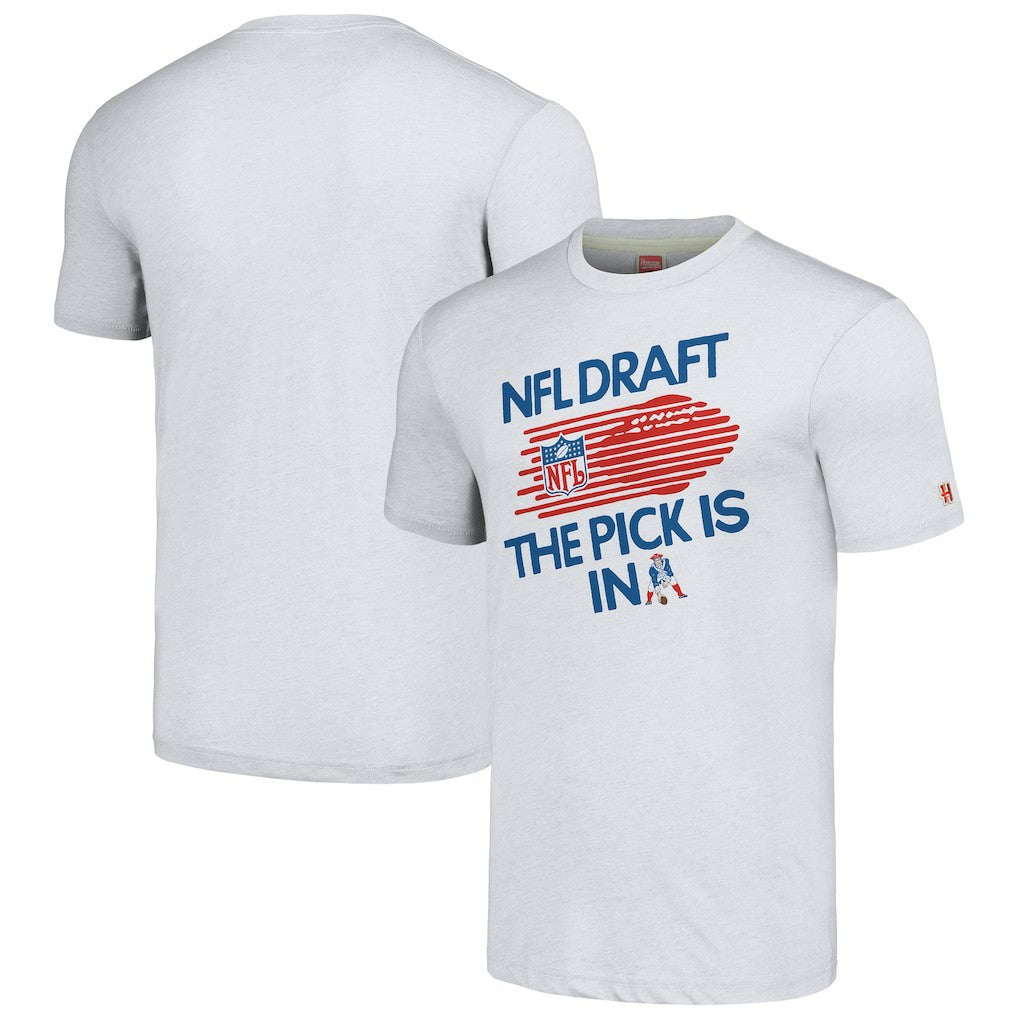New England Patriots Homage Unisex 2024 Team Draft Tri-Blend T-Shirt - Heather Gray - NFL