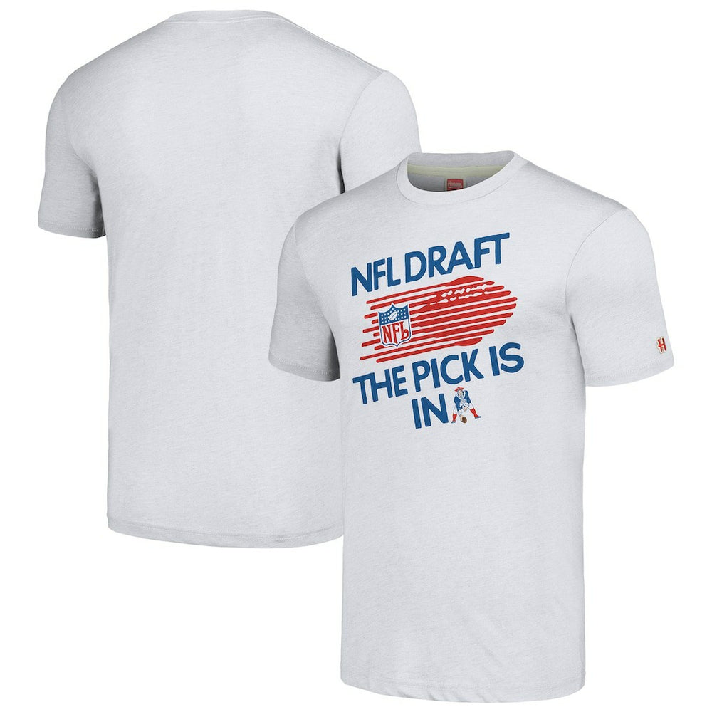 New England Patriots Homage Unisex 2024 Team Draft Tri-Blend T-Shirt - Heather Gray - NFL