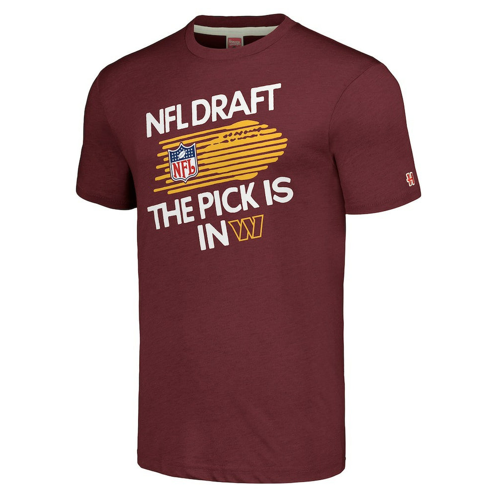 Washington Commanders Homage Unisex 2024 Team Draft Tri-Blend T-Shirt - Heather Burgundy - NFL