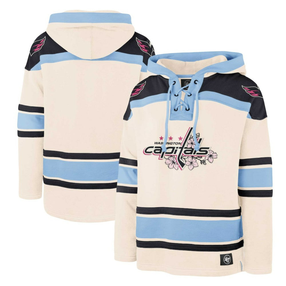 Washington Capitals '47 Cherry Blossom Lacer Pullover Hoodie - Cream | 47 brand discount