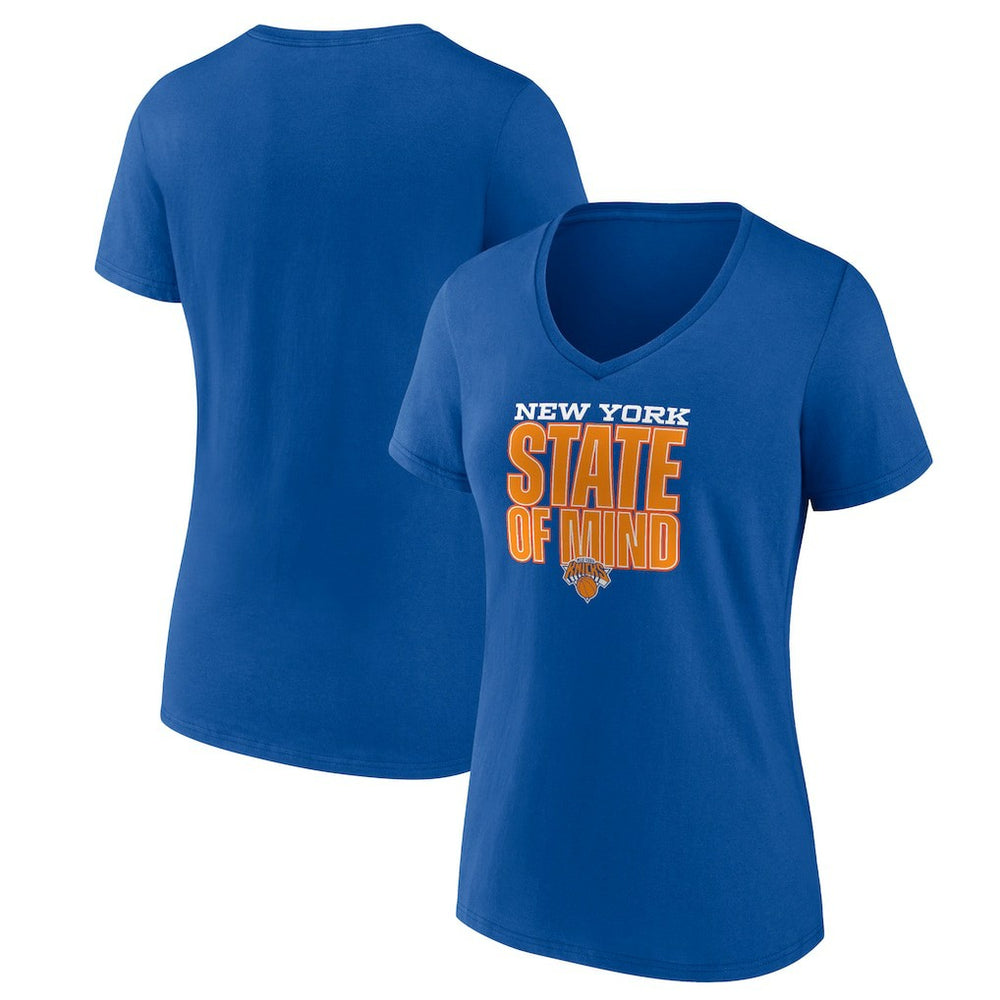 New Era New York Knicks Pick & Roll Coverage V-Neck T-Shirt Blue