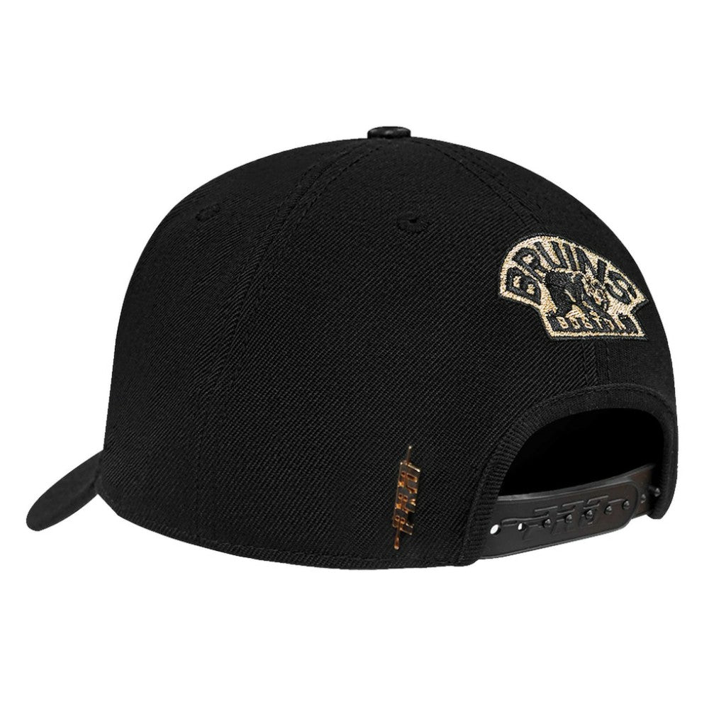 Boston Bruins Pro Standard Metallic Logo Pinch Front Adjustable Hat - Black | NHL near me