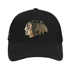 Chicago Blackhawks Pro Standard Metallic Logo Pinch Front Adjustable Hat - Black | NHL online