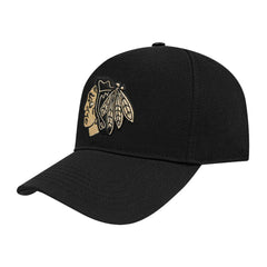 Chicago Blackhawks Pro Standard Metallic Logo Pinch Front Adjustable Hat - Black | NHL online