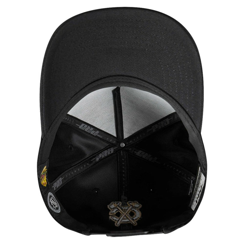 Chicago Blackhawks Pro Standard Metallic Logo Pinch Front Adjustable Hat - Black | NHL online