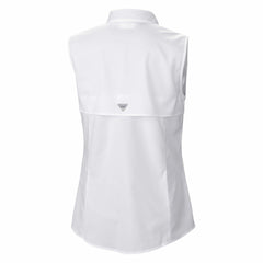 Houston Texans Women's PFG Tamiami Omni-Shade Sleeveless Button-Up Shirt - White - Columbia