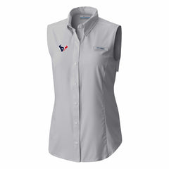 Houston Texans Women's PFG Tamiami Omni-Shade Sleeveless Button-Up Shirt - Gray - Columbia