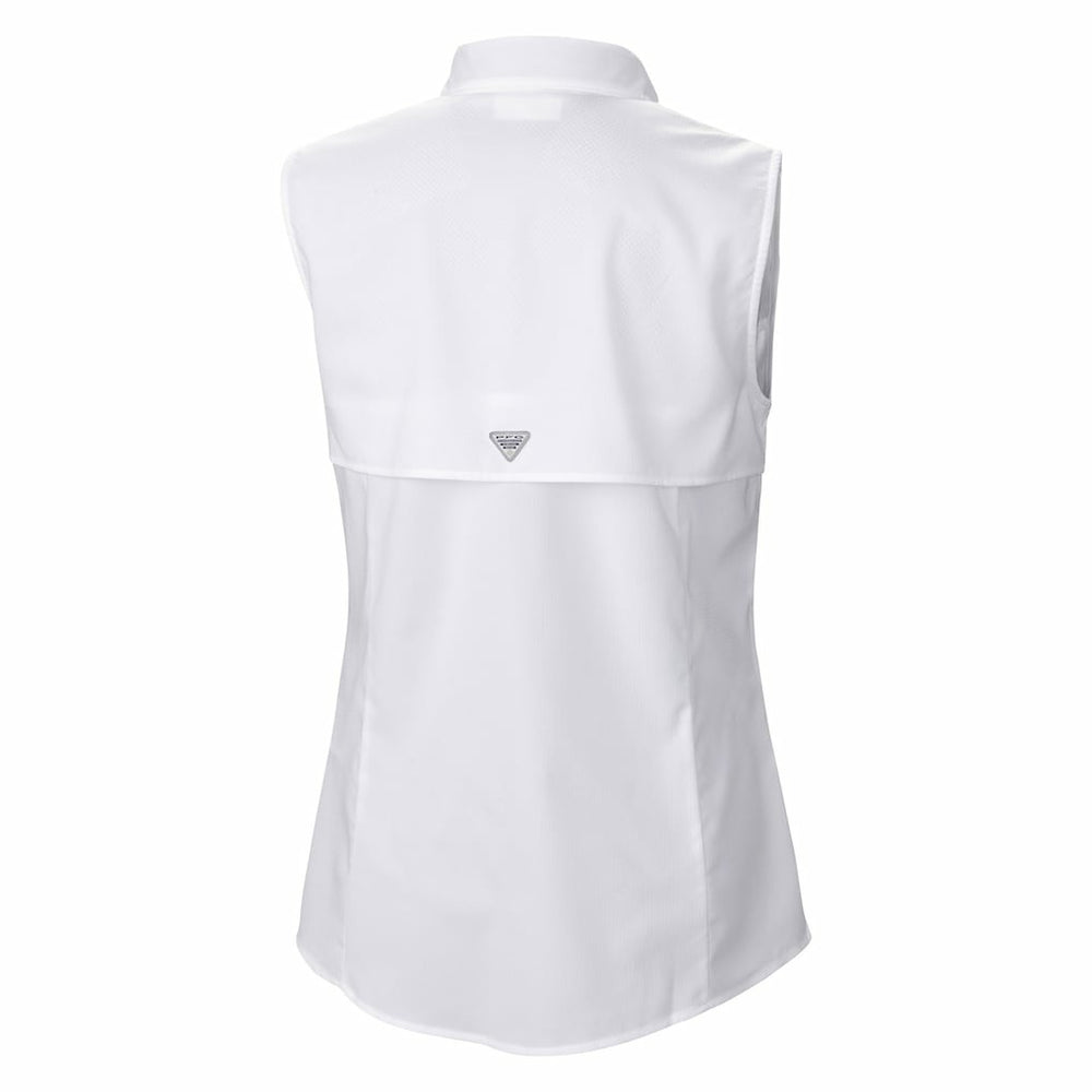 Jacksonville Jaguars Women's PFG Tamiami Omni-Shade Sleeveless Button-Up Shirt - White - Columbia