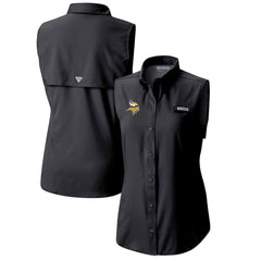 Minnesota Vikings Women's PFG Tamiami Omni-Shade Sleeveless Button-Up Shirt - Black - Columbia