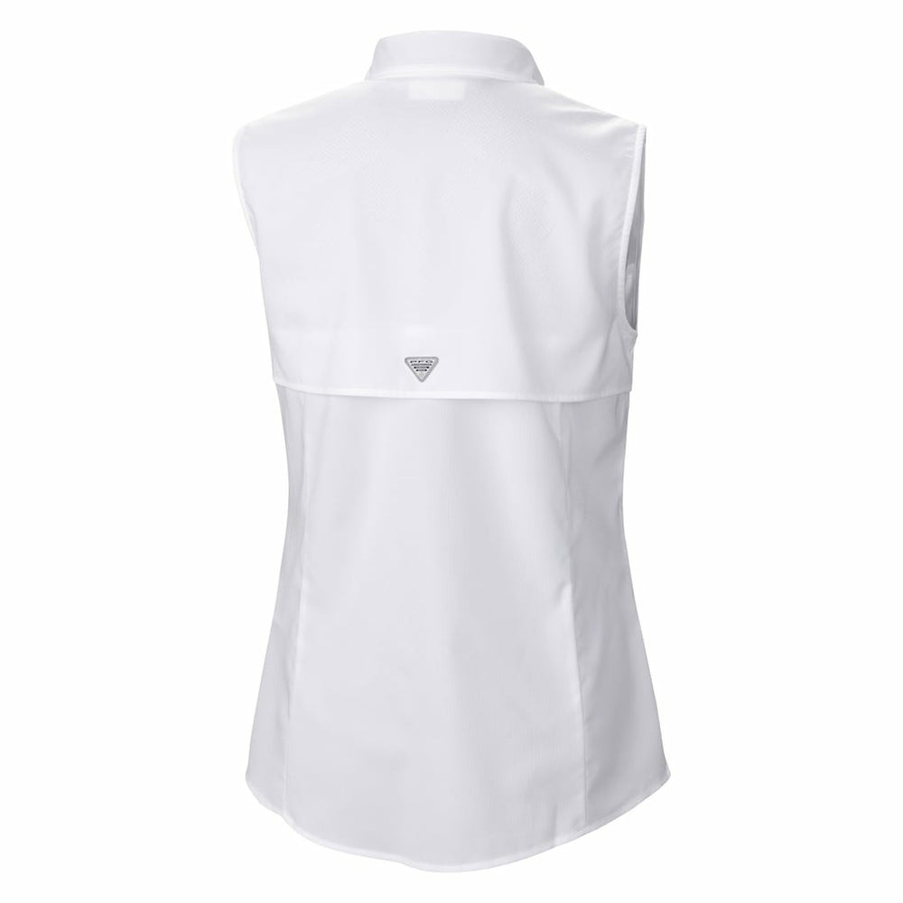 Pittsburgh Steelers Women's PFG Tamiami Omni-Shade Sleeveless Button-Up Shirt - White - Columbia