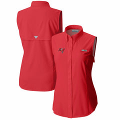 Tampa Bay Buccaneers Women's PFG Tamiami Omni-Shade Sleeveless Button-Up Shirt - Red - Columbia